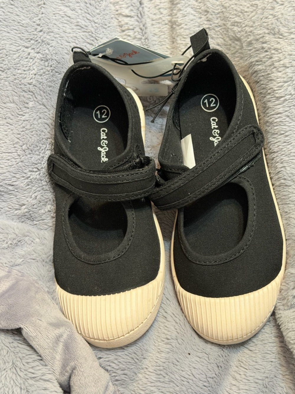 Cat & Jack Black Mary Jane Sneakers with Cream Toe Caps
